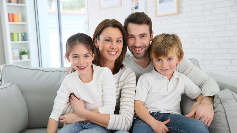 A joyful family smiling