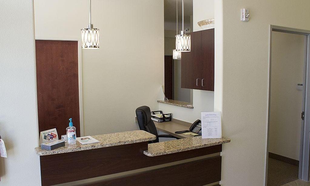 Front desk reception area at Prosper Smiles Family Dentistry near 75071