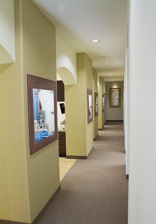 Hallway of dental treatment rooms at Prosper Smiles Family Dentistry
